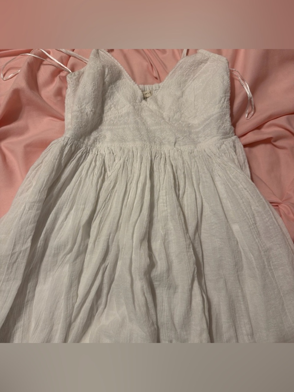 Aeropostale White Lace Bodice Midi Dress with Tie Straps